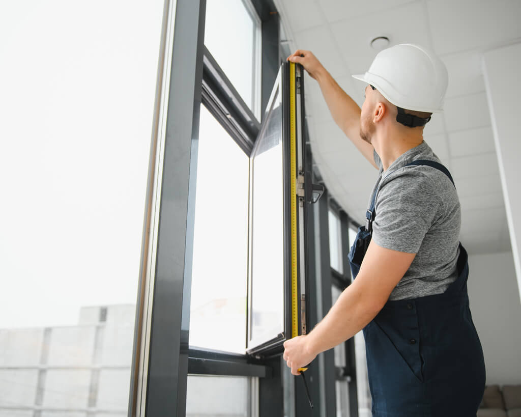 Installer replacing old residential window with energy-efficient model in daylight, Homeowner reviewing newly installed bedroom windows during a cost-conscious Lakewood home update, Installer replacing worn bedroom window in a Kent family home during daytime appointment
